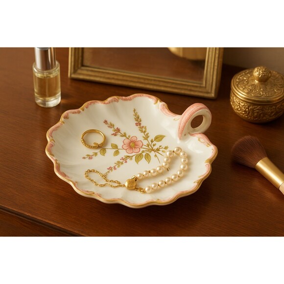 Vintage Homeco Porcelain Shell Trinket Dish |  Vanity Decor | Italy | 1980s - Picture 1 of 12